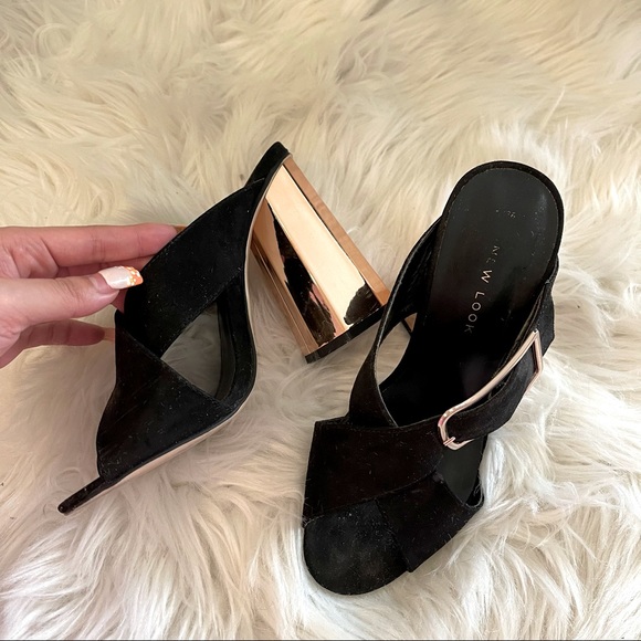 ASOS New Look Black Cross Heeled Mules - Picture 9 of 10